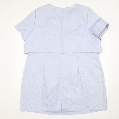 Simply Be  Womens Blue Floral Polyester A-Line  Size 16  Round Neck
