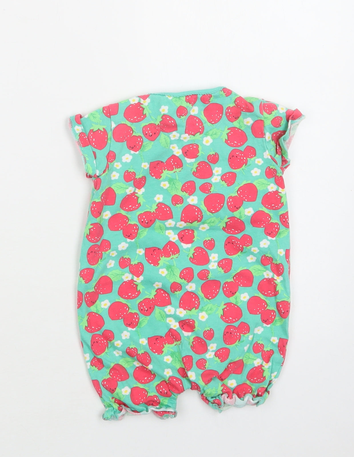 NEXT Baby Green Floral Cotton Romper One-Piece Size 9-12 Months  Snap - Strawberry Print