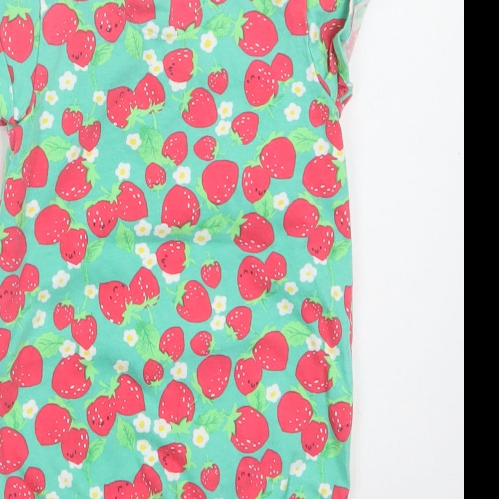 NEXT Baby Green Floral Cotton Romper One-Piece Size 9-12 Months  Snap - Strawberry Print