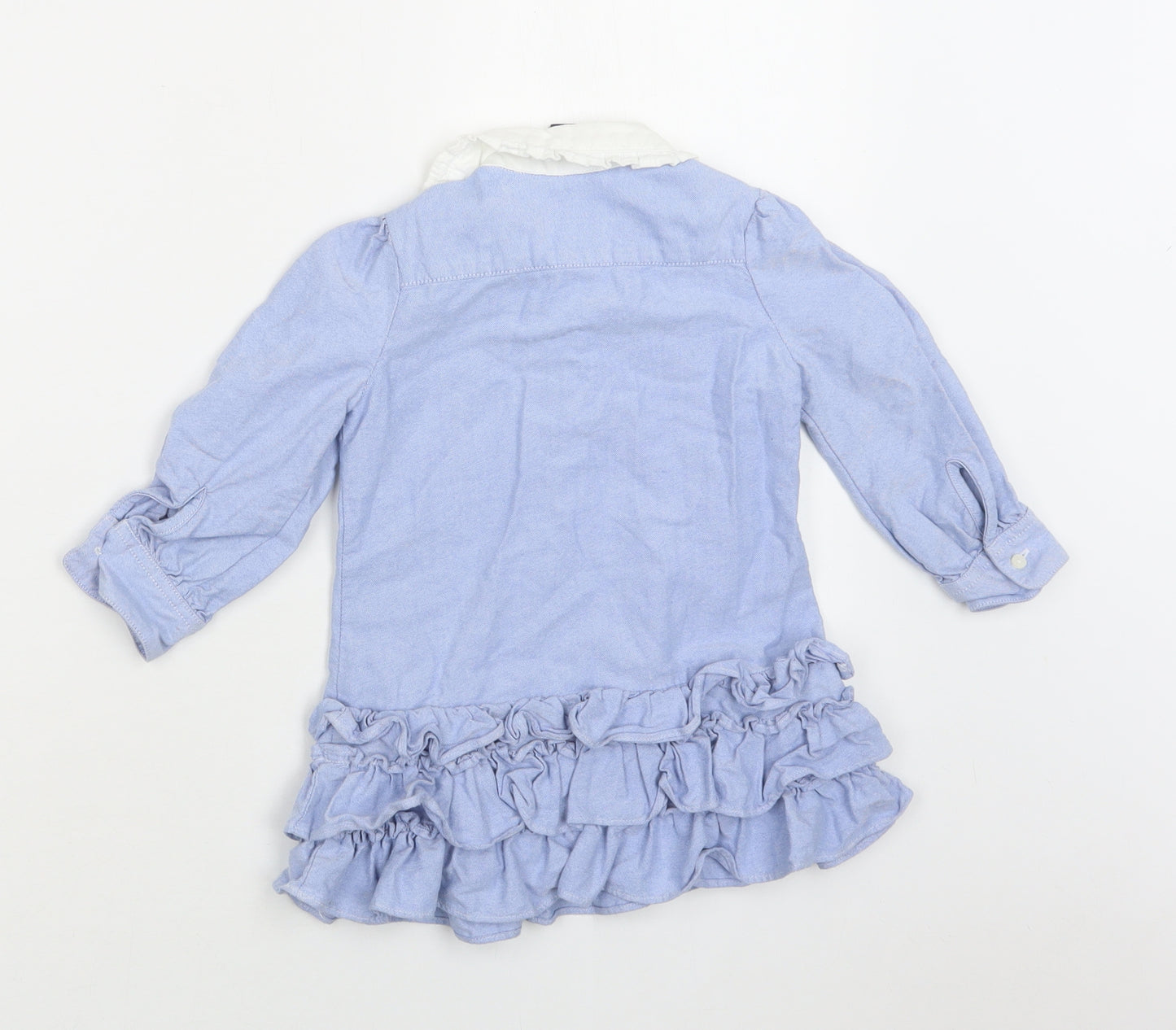 Polo Ralph Lauren Girls Blue  Cotton Shirt Dress  Size 2 Years  Collared Button