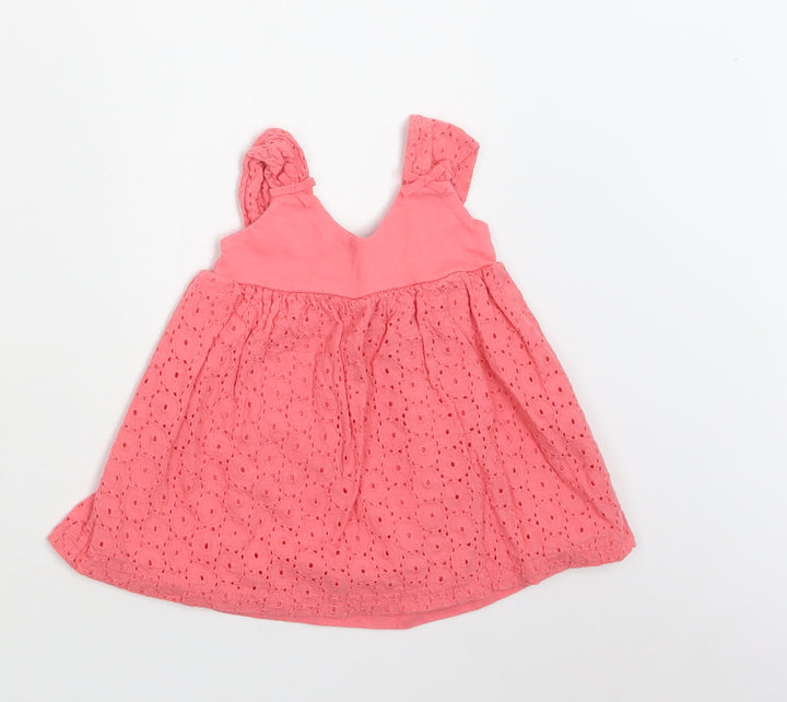 Gillian's Closet Baby Pink Cotton A-Line Size 6-9 Months Round Neck