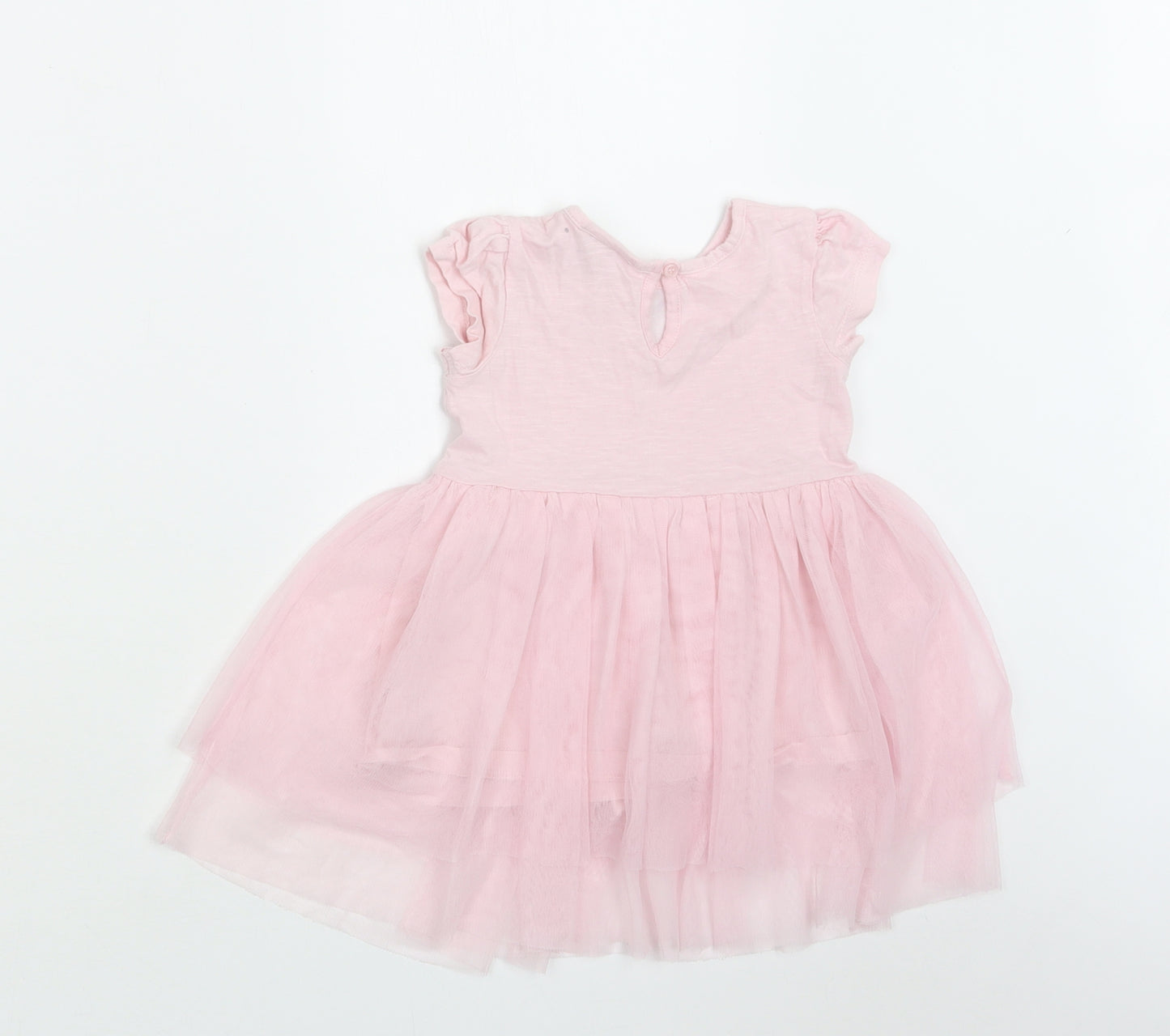 NEXT Baby Pink  Cotton Fit & Flare  Size 6-9 Months  Round Neck Button