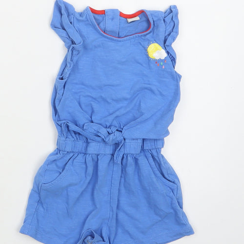 TU Baby Blue  Cotton Romper One-Piece Size 9-12 Months  Snap