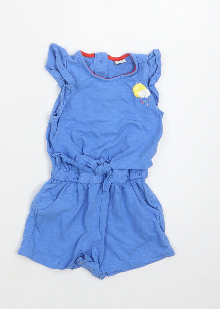 TU Baby Blue Cotton Romper One-Piece Size 9-12 Months Snap