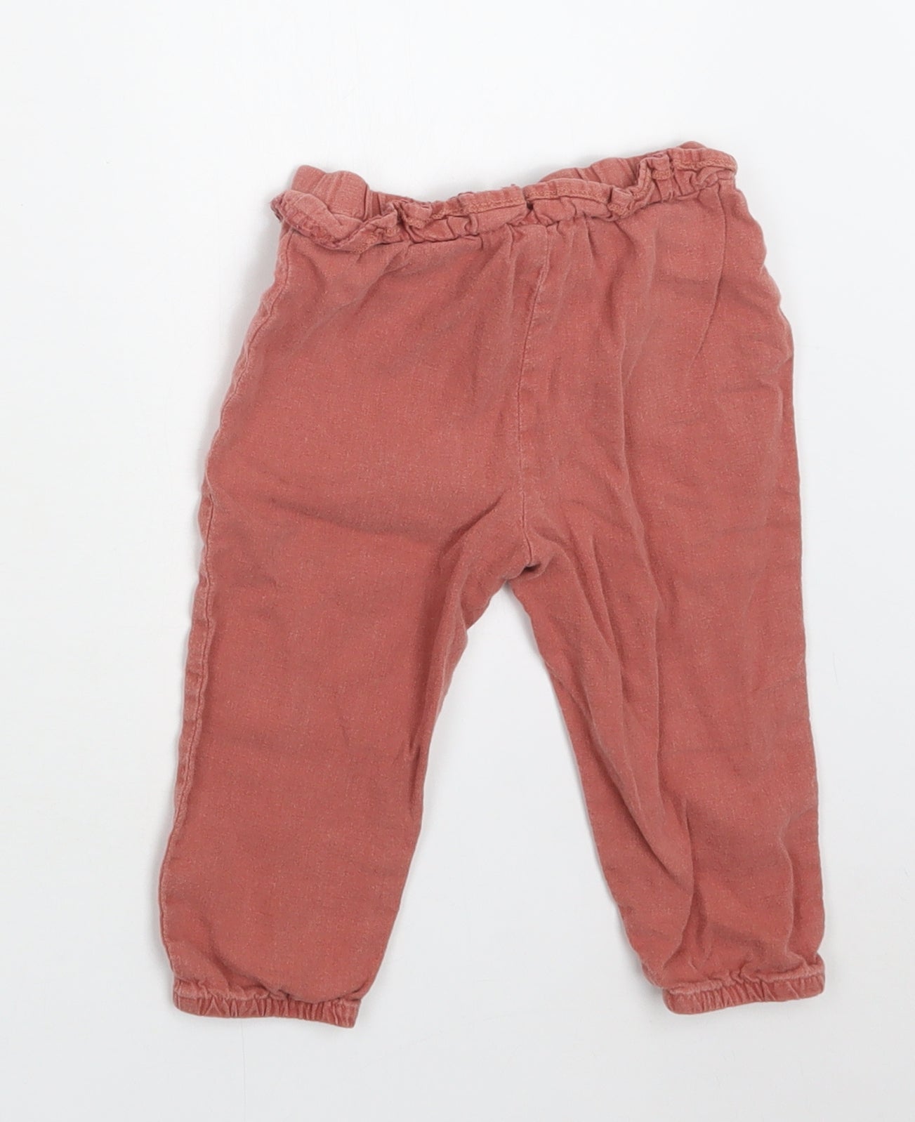 NEXT Baby Pink  Linen Jogger Trousers Size 9-12 Months  Drawstring - Butterfly