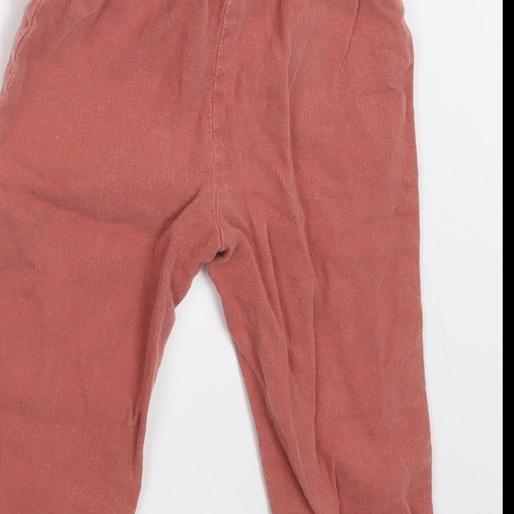 NEXT Baby Pink  Linen Jogger Trousers Size 9-12 Months  Drawstring - Butterfly