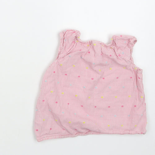 H&M Baby Pink Striped Cotton Basic Blouse Size 12 Months Round Neck