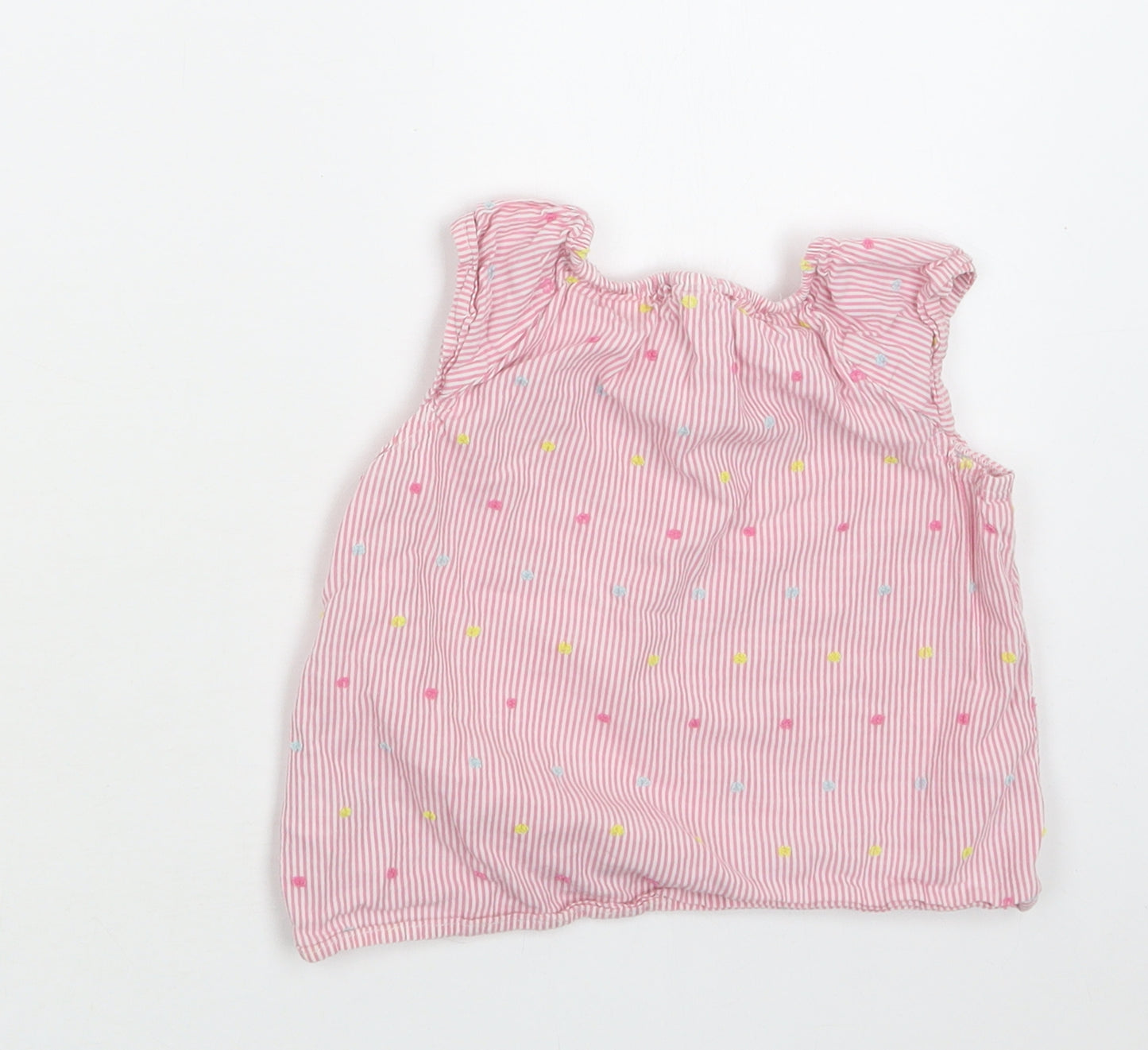 H&M Baby Pink Striped Cotton Basic Blouse Size 12 Months Round Neck