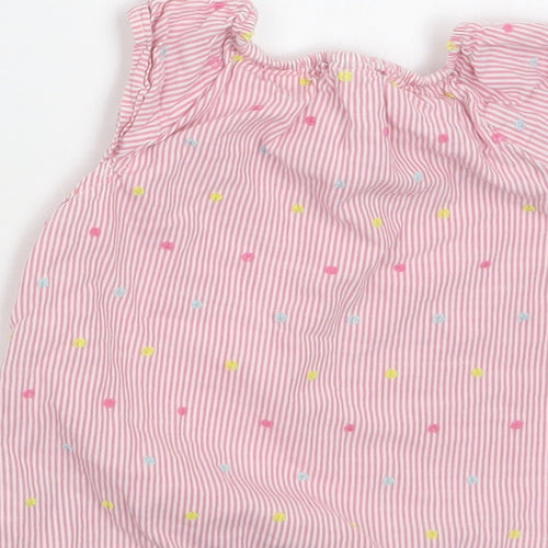 H&M Baby Pink Striped Cotton Basic Blouse Size 12 Months Round Neck