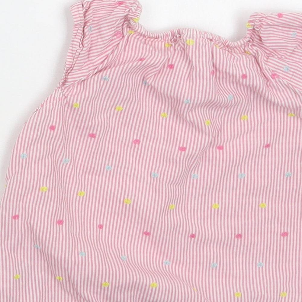 H&M Baby Pink Striped Cotton Basic Blouse Size 12 Months Round Neck