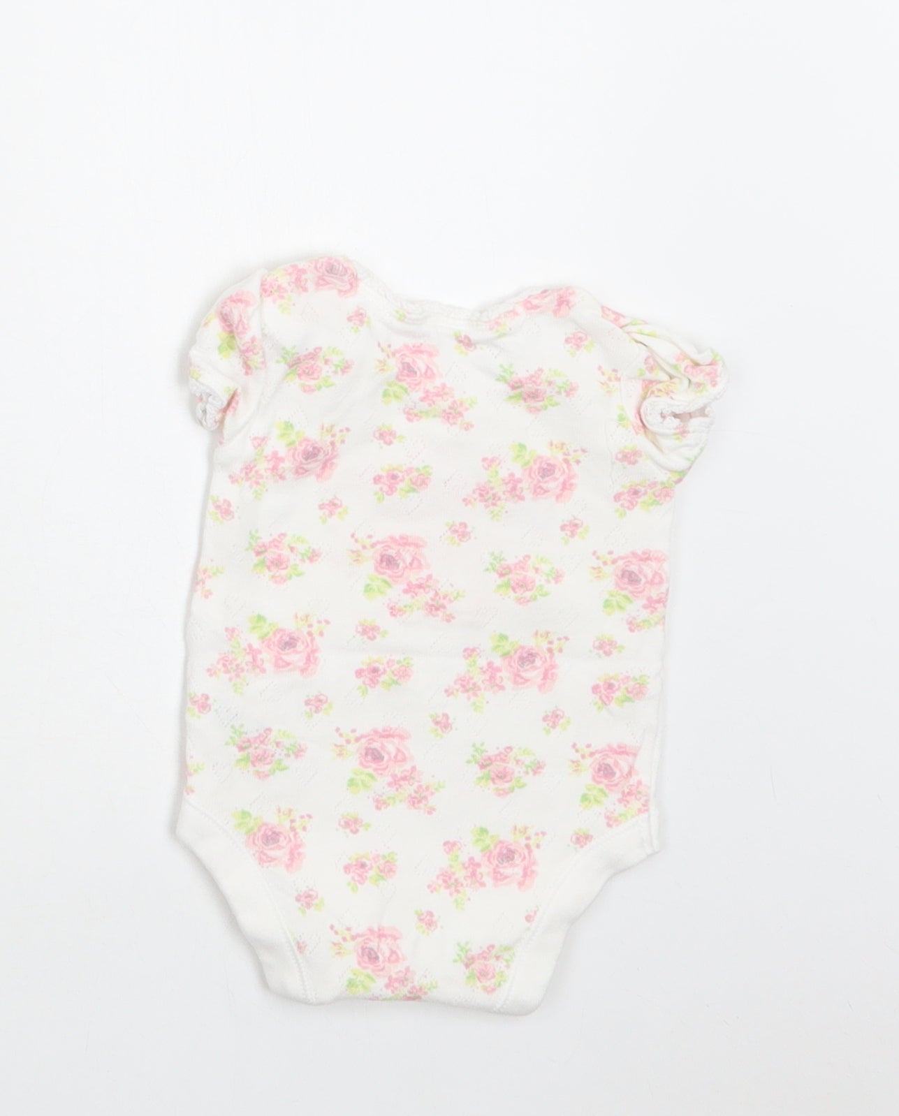 George Baby White Floral Cotton Romper One-Piece Size 0-3 Months  Snap - Pretty