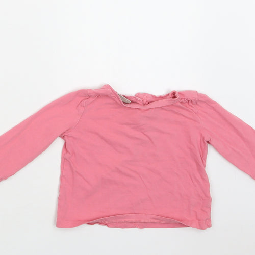 NEXT Baby Pink  Cotton Basic Blouse Size 9-12 Months Crew Neck Button