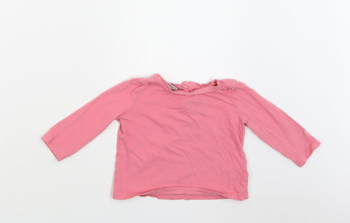 NEXT Baby Pink Cotton Basic Blouse Size 9-12 Months Crew Neck Button