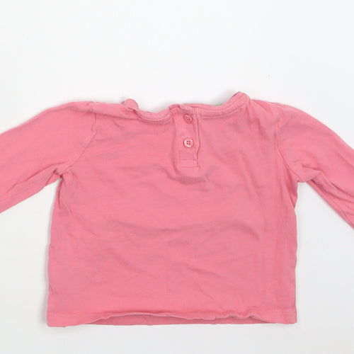 NEXT Baby Pink  Cotton Basic Blouse Size 9-12 Months Crew Neck Button
