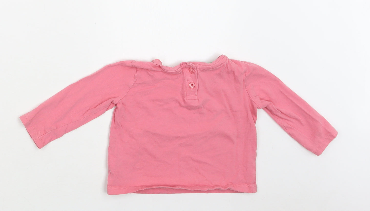 NEXT Baby Pink  Cotton Basic Blouse Size 9-12 Months Crew Neck Button