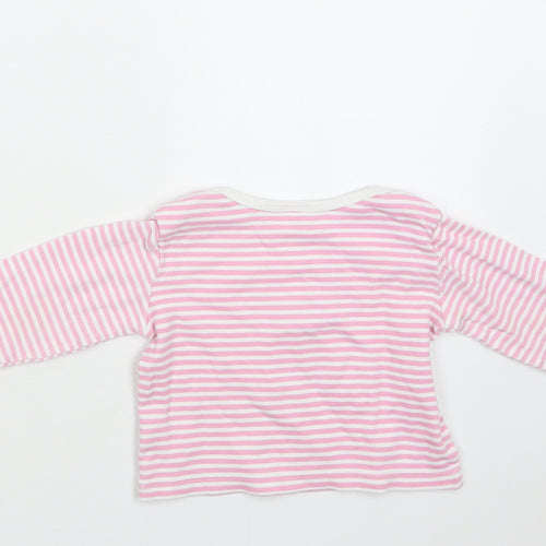 F&F Baby Pink Striped Cotton Basic Blouse Size 12-18 Months Crew Neck  - Ladybug