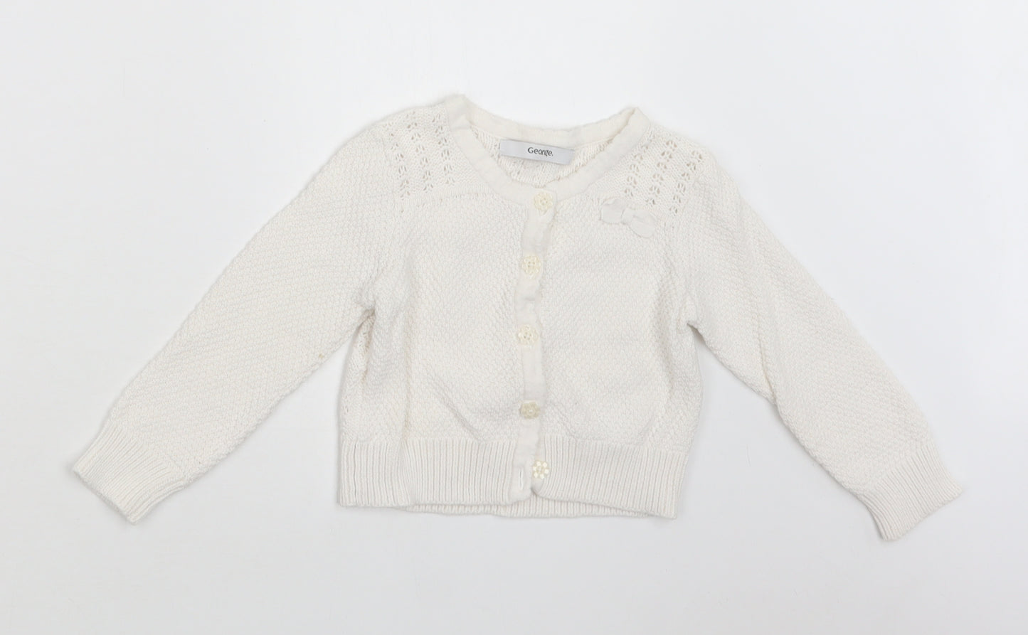 George Baby White  Cotton Cardigan Jumper Size 18-24 Months  Button