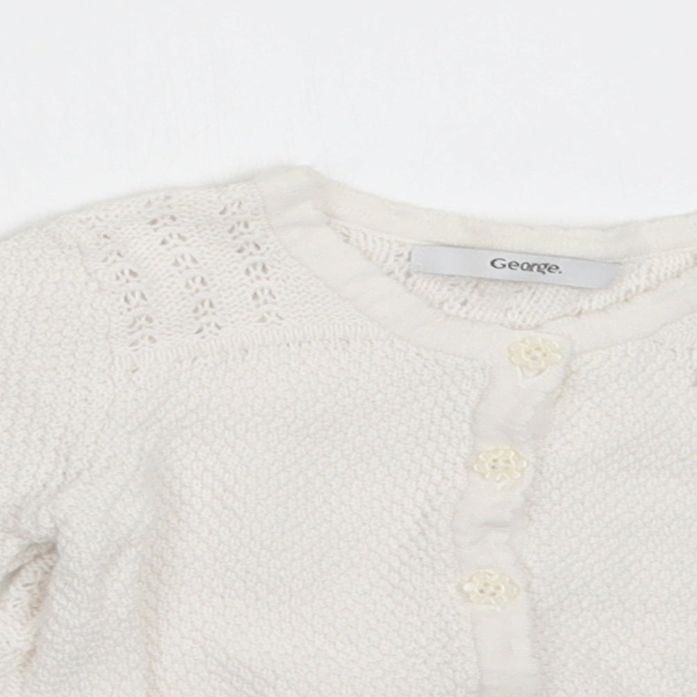George Baby White  Cotton Cardigan Jumper Size 18-24 Months  Button