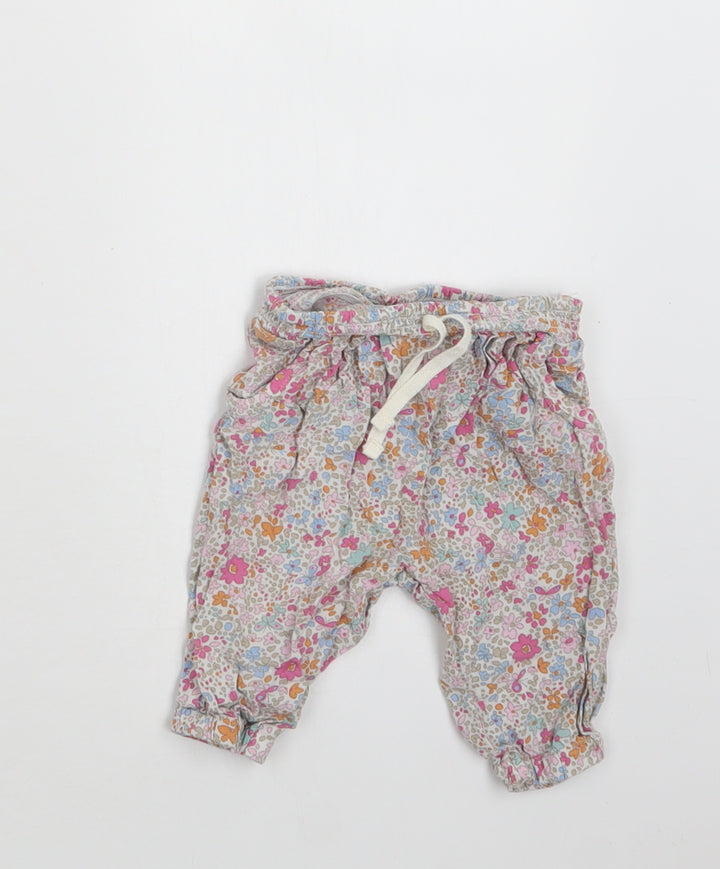 NEXT Baby Multicoloured Floral Viscose Jogger Trousers Size 3-6 Months Drawstring
