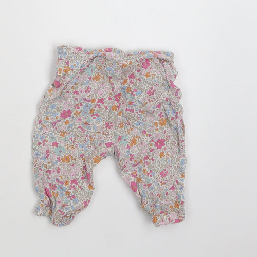 NEXT Baby Multicoloured Floral Viscose Jogger Trousers Size 3-6 Months  Drawstring