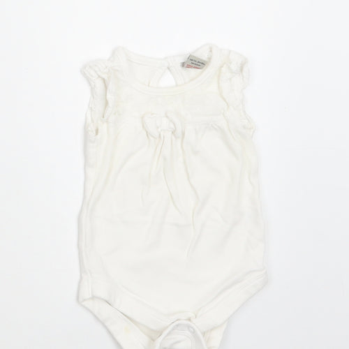 TU Baby White  Cotton Romper One-Piece Size 0-3 Months  Snap