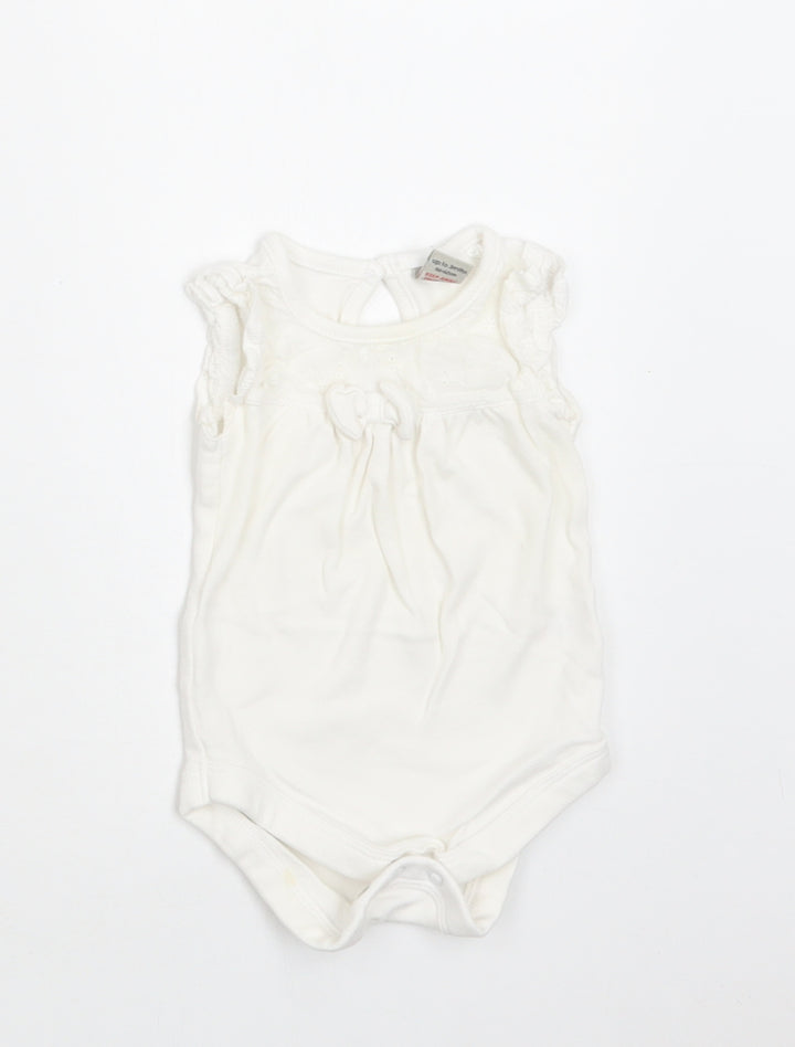 TU Baby White  Cotton Romper One-Piece Size 0-3 Months  Snap