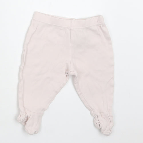 M&S Baby Pink  Cotton Jogger Trousers Size 3-6 Months