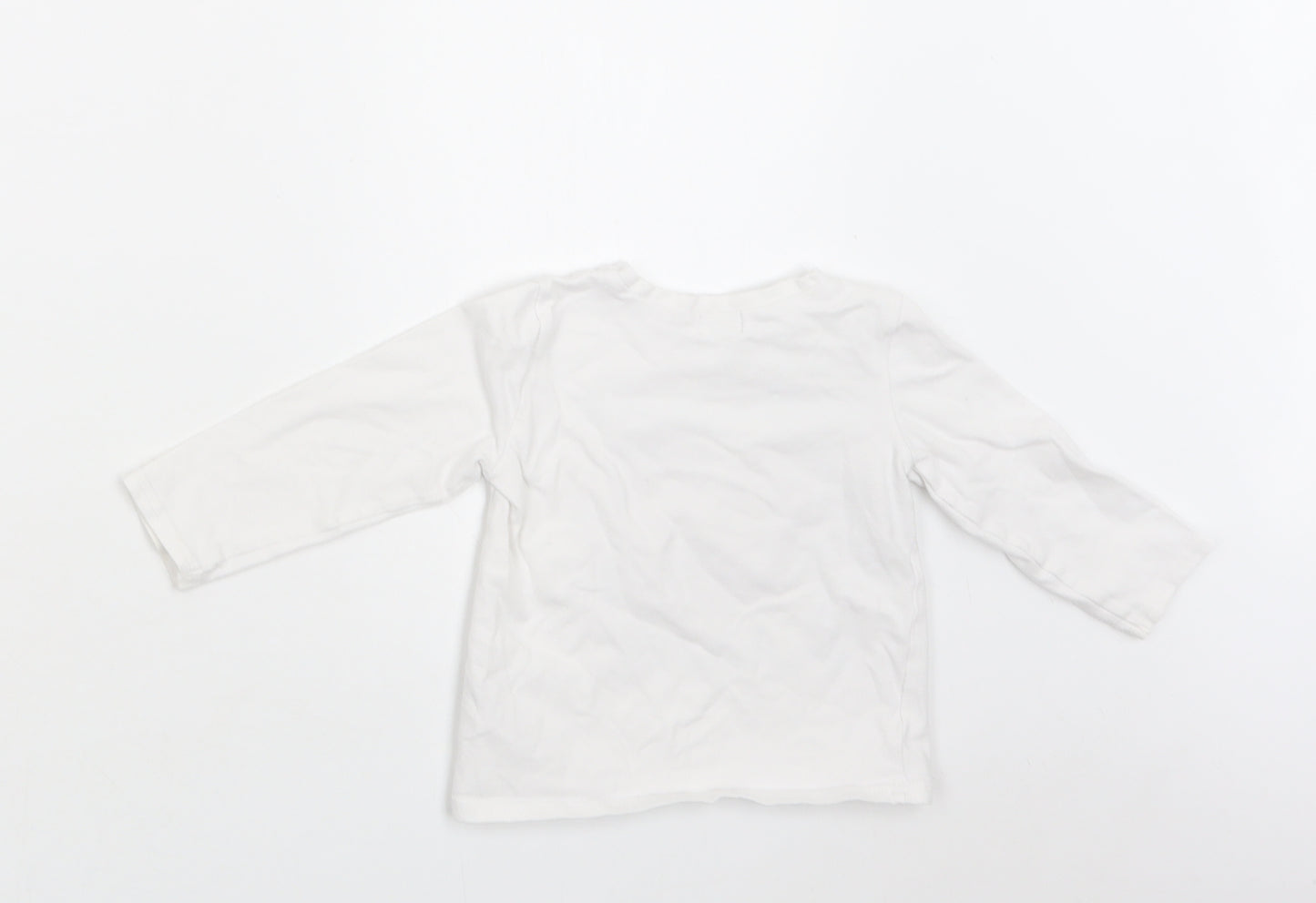 M & Co Baby White  Cotton Basic Blouse Size 9-12 Months Crew Neck  - Heart