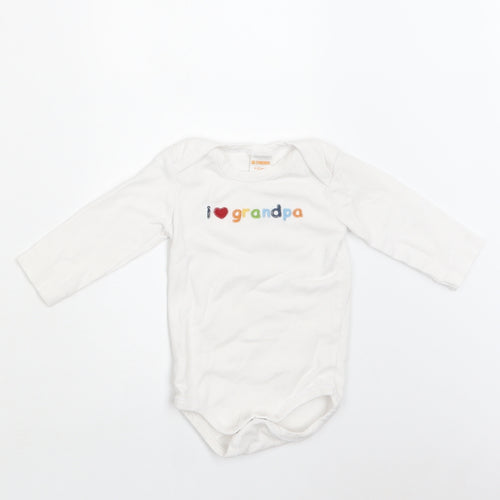 Gymboree Baby White  Cotton Romper One-Piece Size 6-9 Months  Snap - I Love Grandpa