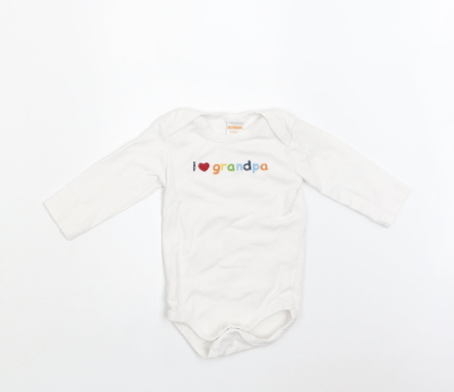 Gymboree Baby White  Cotton Romper One-Piece Size 6-9 Months  Snap - I Love Grandpa