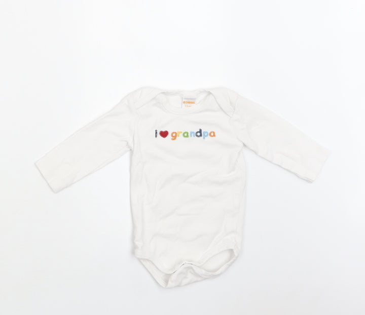 Gymboree Baby White  Cotton Romper One-Piece Size 6-9 Months  Snap - I Love Grandpa