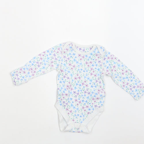 M&S Baby White Floral Cotton Romper One-Piece Size 3-6 Months  Snap