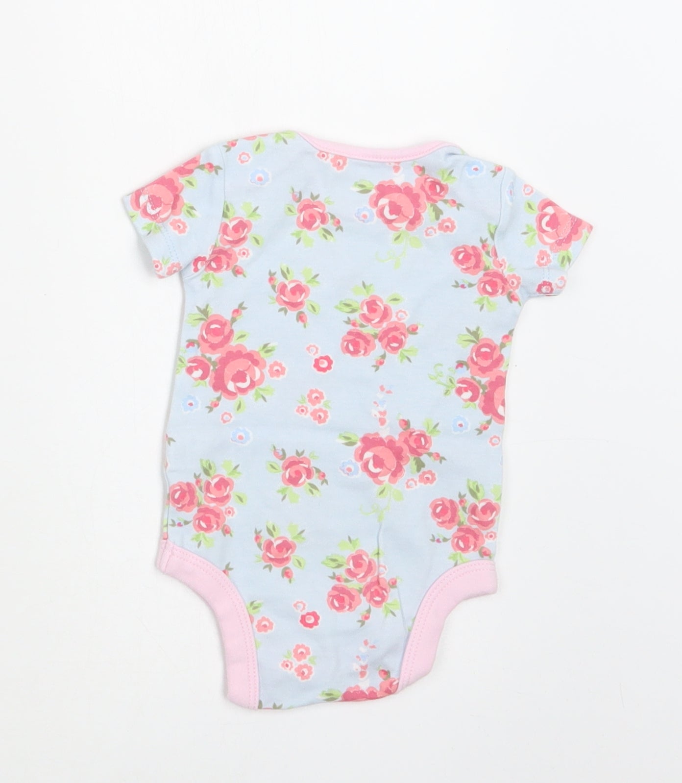 TU Baby Blue Floral Cotton Romper One-Piece Size 0-3 Months  Snap