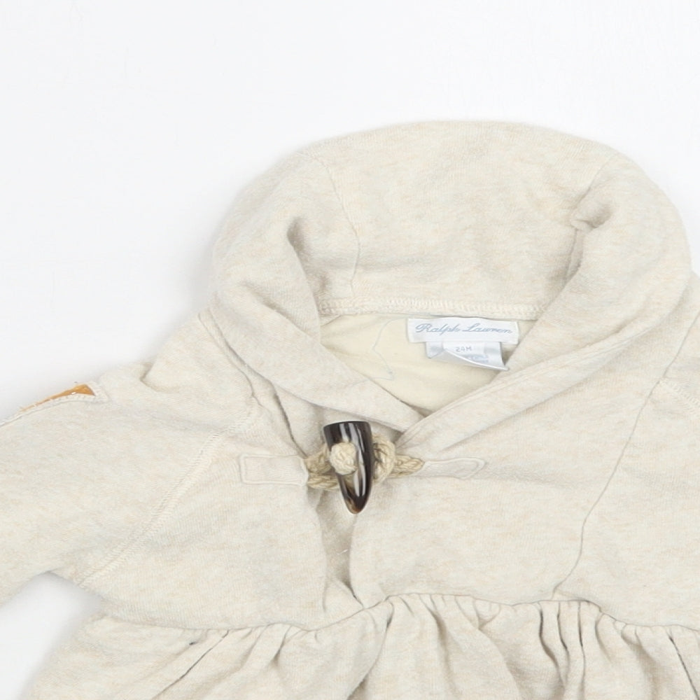 Ralph Lauren Girls Beige  Cotton Fit & Flare  Size 2 Years  Collared Button
