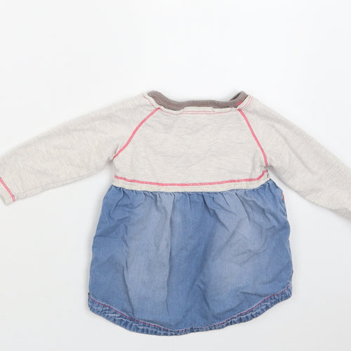 NEXT Baby Blue  Cotton A-Line  Size 9-12 Months  Crew Neck  - Cat