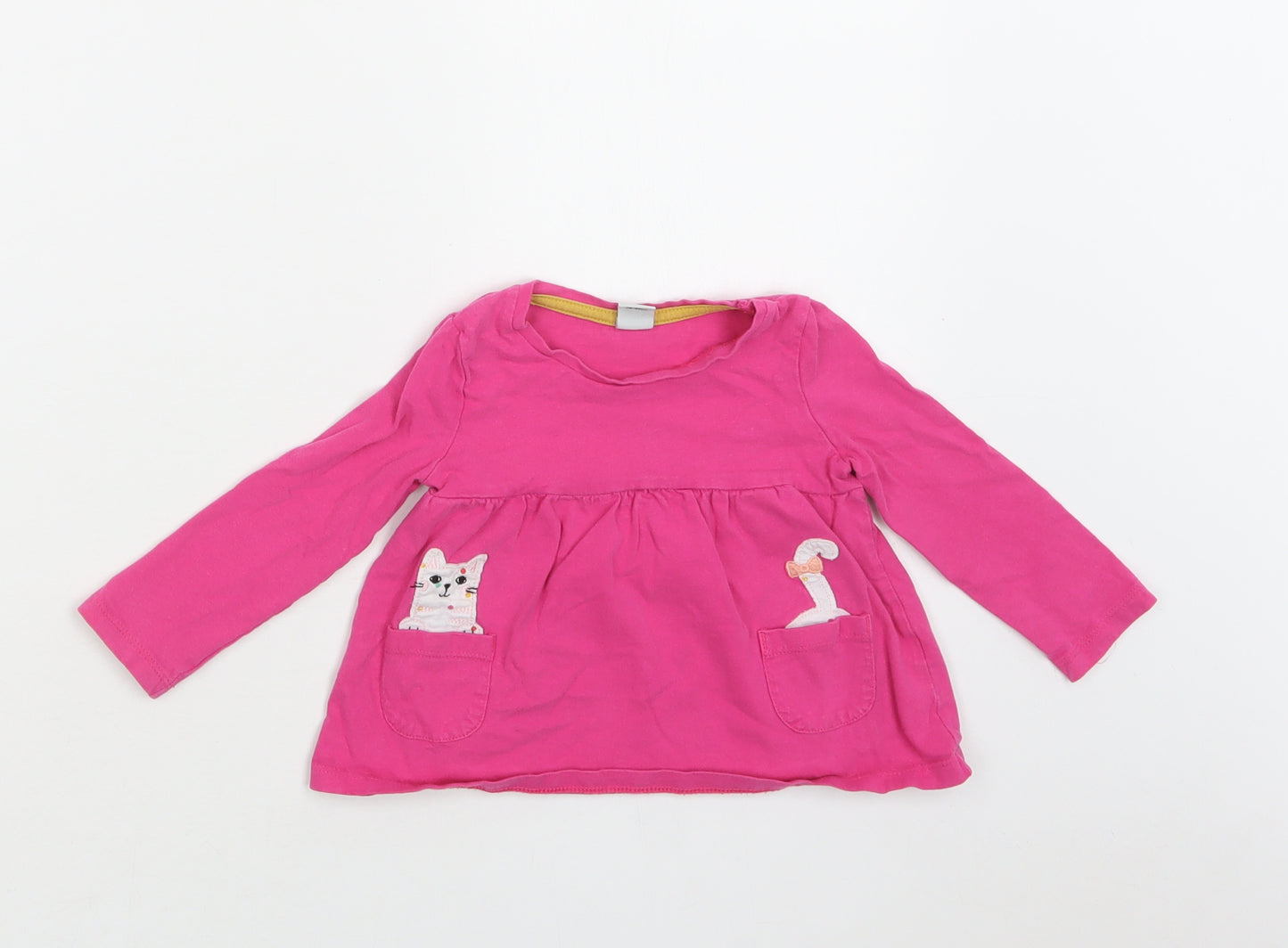 TU Baby Pink  Cotton Basic Blouse Size 9-12 Months Crew Neck  - Cat