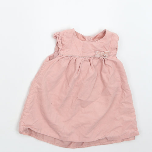 Primark Baby Pink  Cotton A-Line  Size 9-12 Months  Round Neck Button