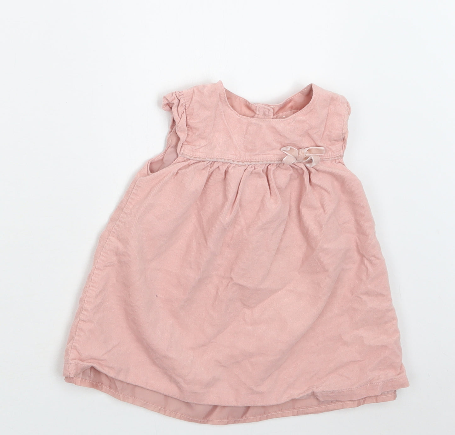 Primark Baby Pink  Cotton A-Line  Size 9-12 Months  Round Neck Button