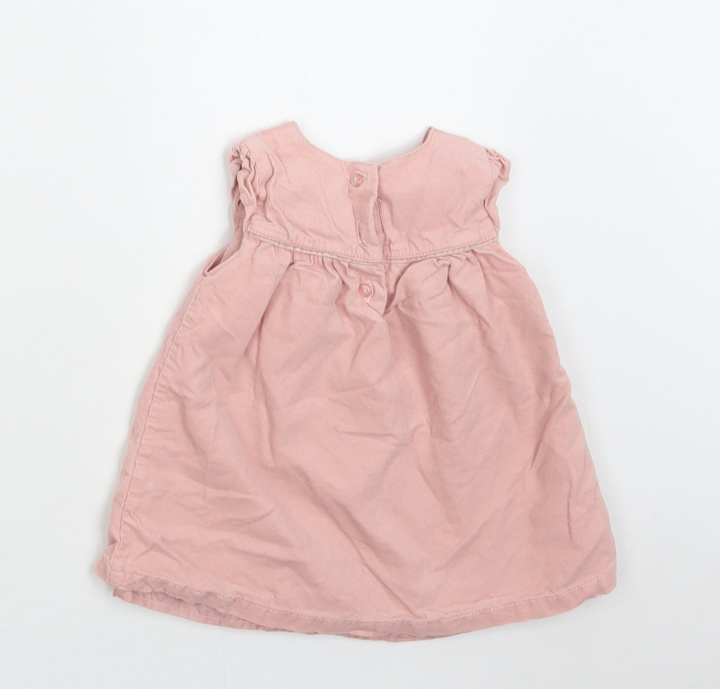 Primark Baby Pink  Cotton A-Line  Size 9-12 Months  Round Neck Button