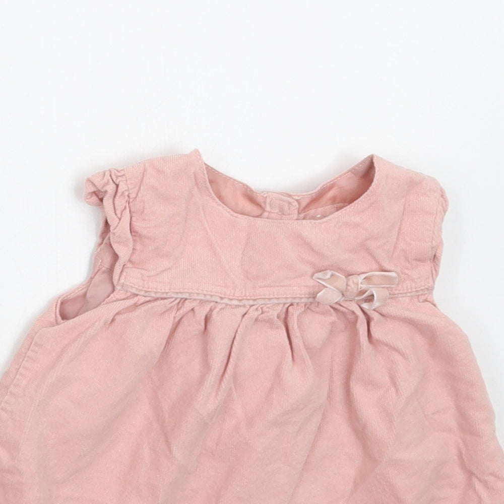 Primark Baby Pink  Cotton A-Line  Size 9-12 Months  Round Neck Button