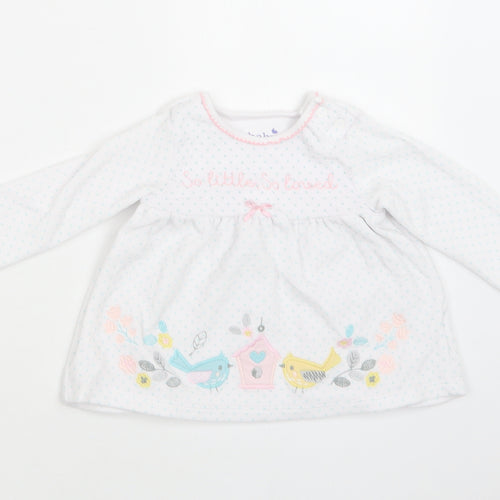 m & cO Baby White Polka Dot Cotton Fit & Flare  Size 9-12 Months  Crew Neck Snap