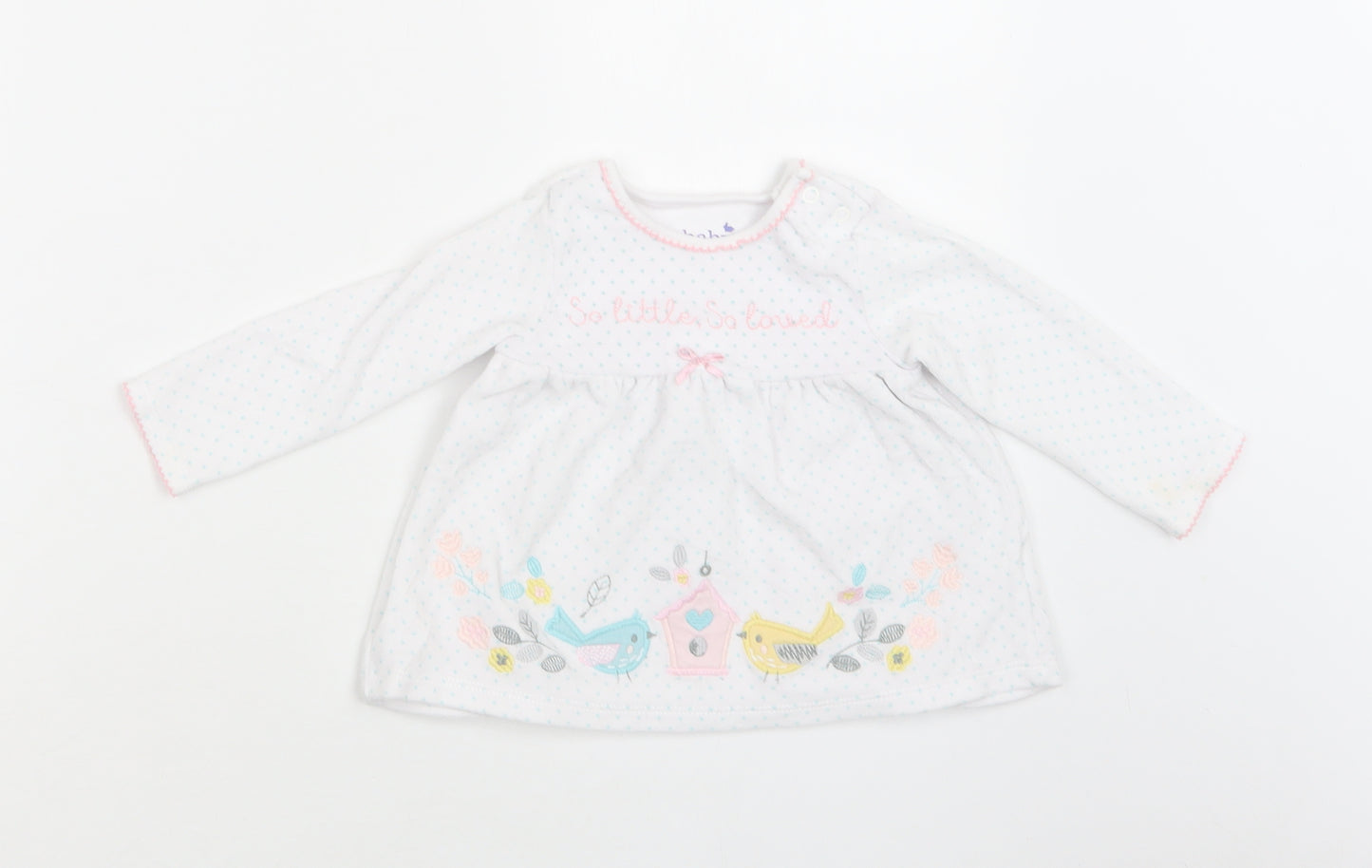 m & cO Baby White Polka Dot Cotton Fit & Flare  Size 9-12 Months  Crew Neck Snap