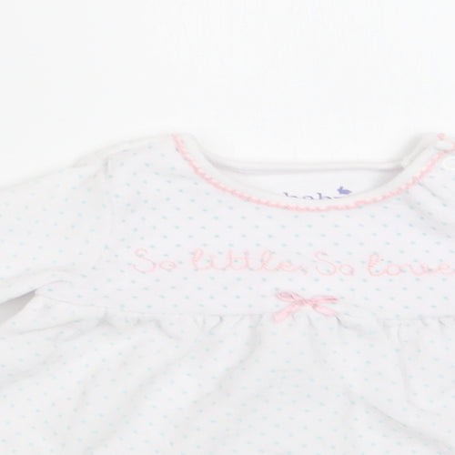 m & cO Baby White Polka Dot Cotton Fit & Flare  Size 9-12 Months  Crew Neck Snap