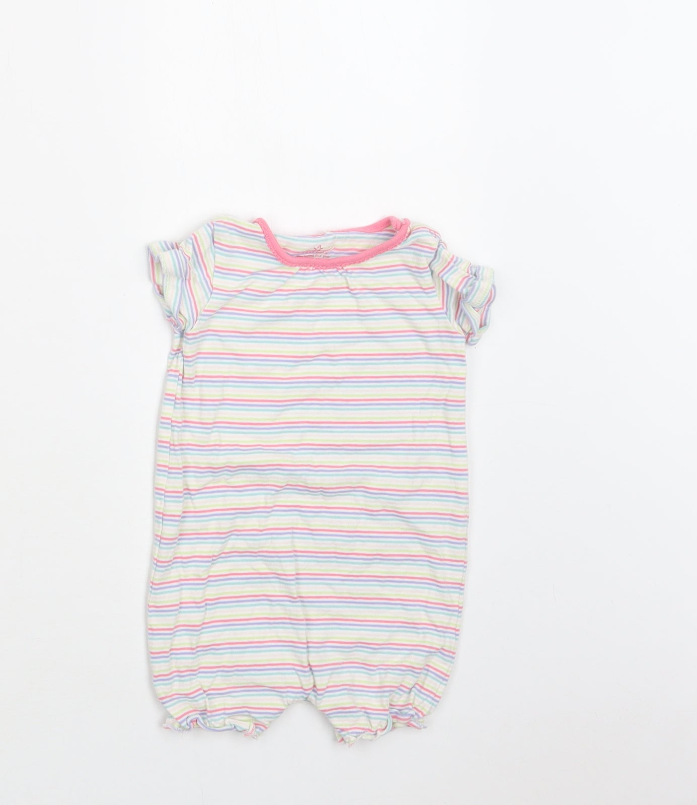 NEXT Baby Multicoloured Striped Cotton Romper One-Piece Size 9-12 Months  Snap