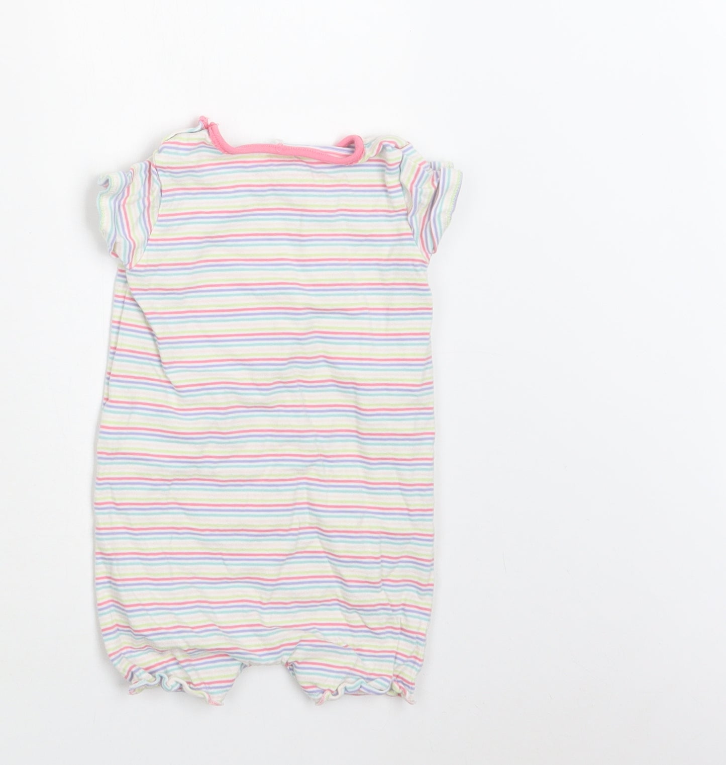 NEXT Baby Multicoloured Striped Cotton Romper One-Piece Size 9-12 Months  Snap