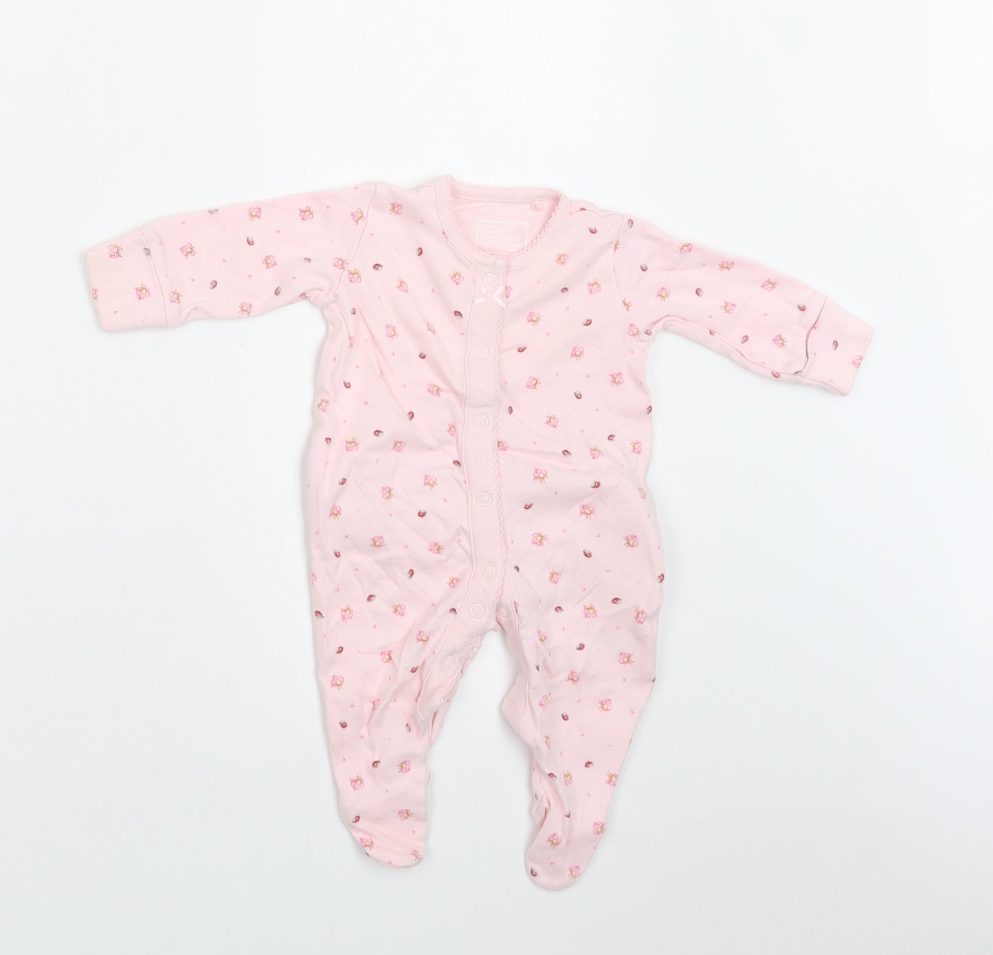 NEXT Baby Pink Floral Cotton Babygrow One-Piece Size 0-3 Months  Snap