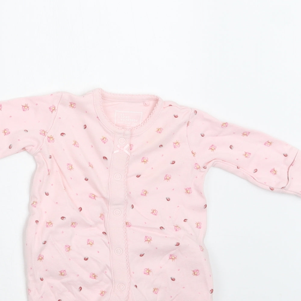 NEXT Baby Pink Floral Cotton Babygrow One-Piece Size 0-3 Months  Snap