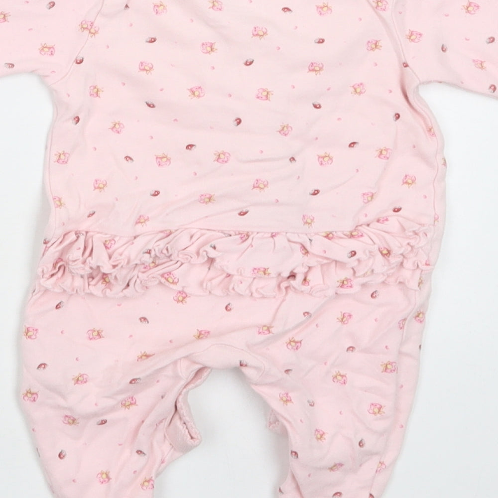 NEXT Baby Pink Floral Cotton Babygrow One-Piece Size 0-3 Months  Snap