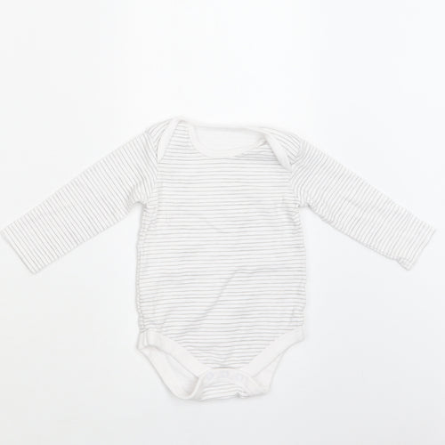 TU Baby White Striped Cotton Romper One-Piece Size 9-12 Months  Snap
