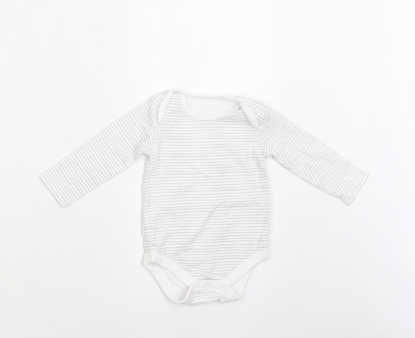 TU Baby White Striped Cotton Romper One-Piece Size 9-12 Months  Snap